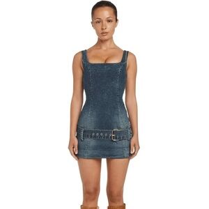 Brand New Revolve EB Denim Mini Dress with Belted Waist